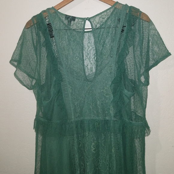 TORRID Lace & Mesh Teal Skater Dress - Picture 6 of 10